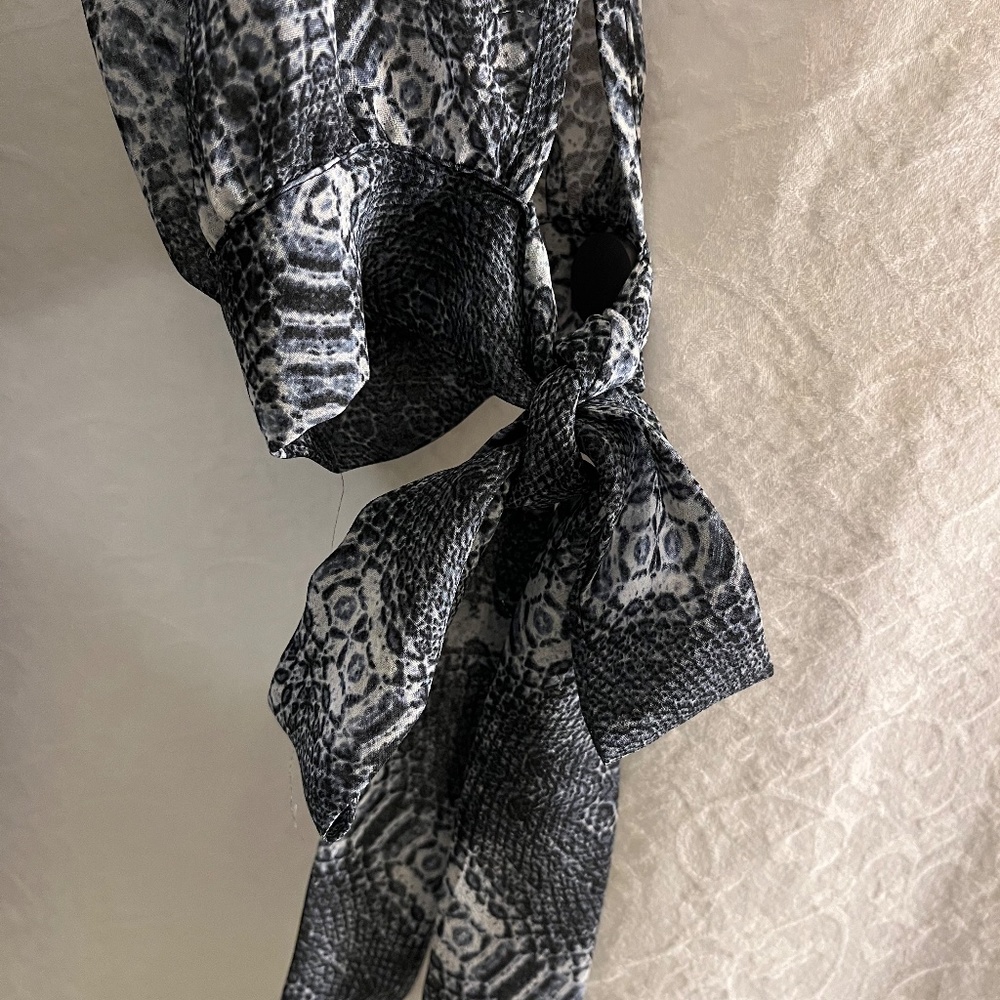 Sam Edelman Sheer Gray/White Patterned Mini-Dress… - image 6